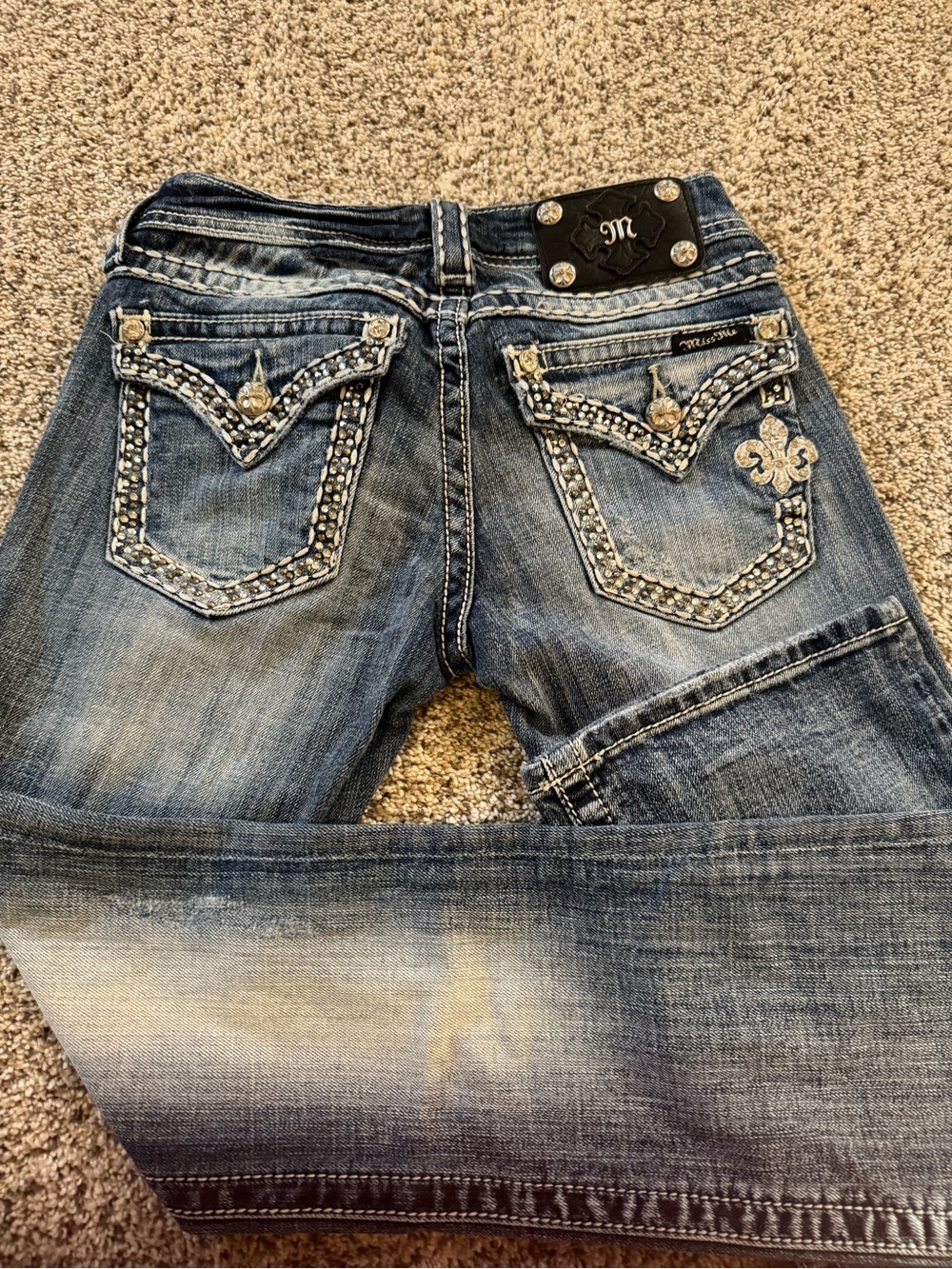 Miss Me Embellished Light Blue Bootcut Denim Jeans